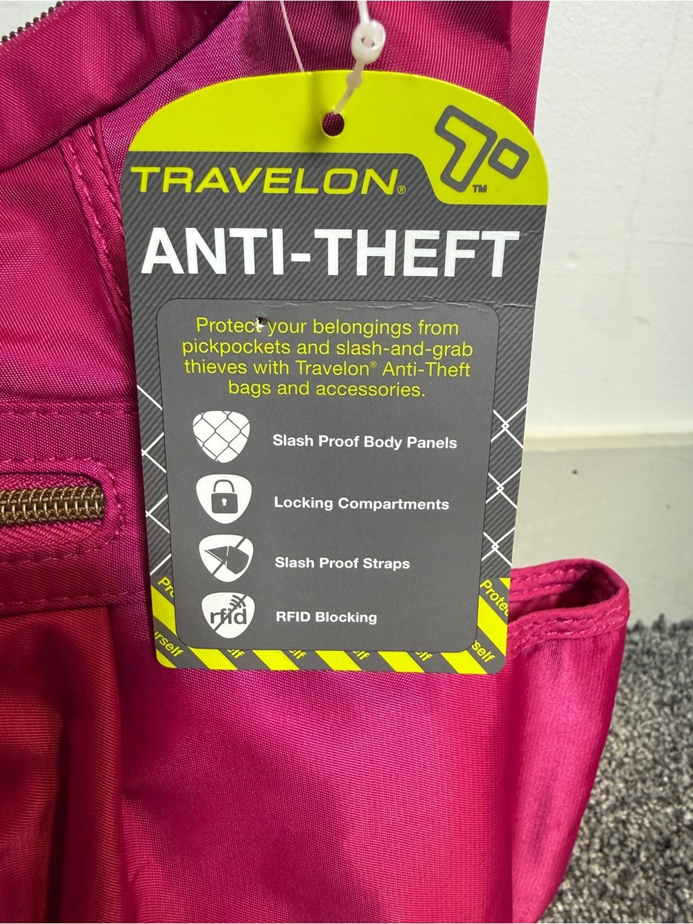Travelon Anti-Theft Classic Crossbody Hobo Bag Pink Fuchsia NWT - Picture 7 of 9